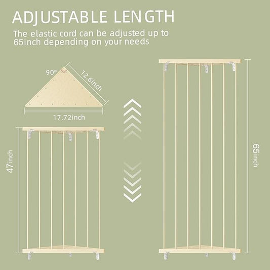 Stuffed Animal Storage Shelf Organizer(Patented) - Corner Stuffed Animal Holder Length Adjustable - Wall Plush Storage for Nursery Playroom Bedroom Kids Room (Beige, Standard)