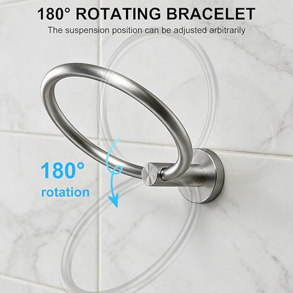 SetSail Towel Holder for Bathroom Wall Silver Towel Ring Stainless Steel Hand Towel Holder Heavy Duty Towel Hanger for Bath, Kitchen Drill Hole, 2 Pack