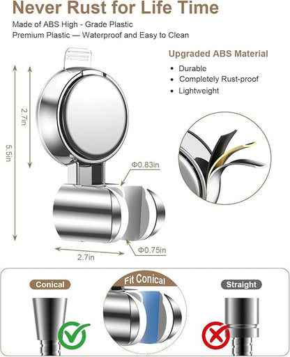 JOTPE Shower Head Holder Suction, Rotatable and Adjustable Shower Head Holder, Bathroom Suction Cup Shower Head Holder, No Drilling Shower Head Bracket, Removable Wall Mounted Suction Bracket