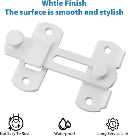 Alise 2Pcs 4 inch Flip Latch Gate Latches, Safety Door Lock for Barn Wood Fence Sliding French Doors,Heavy Duty SUS304 Stainless Steel Gate Hardware White Finish MS9500W-2P