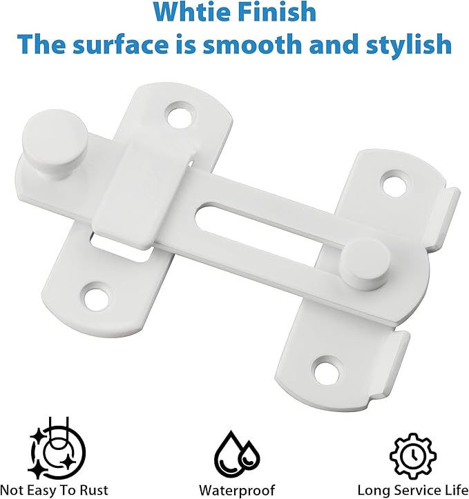Alise 4 inch Flip Latch Gate Latches, Safety Door Lock for Barn Wood Fence Sliding French Doors,Heavy Duty SUS304 Stainless Steel Gate Hardware White Finish MS9500-W