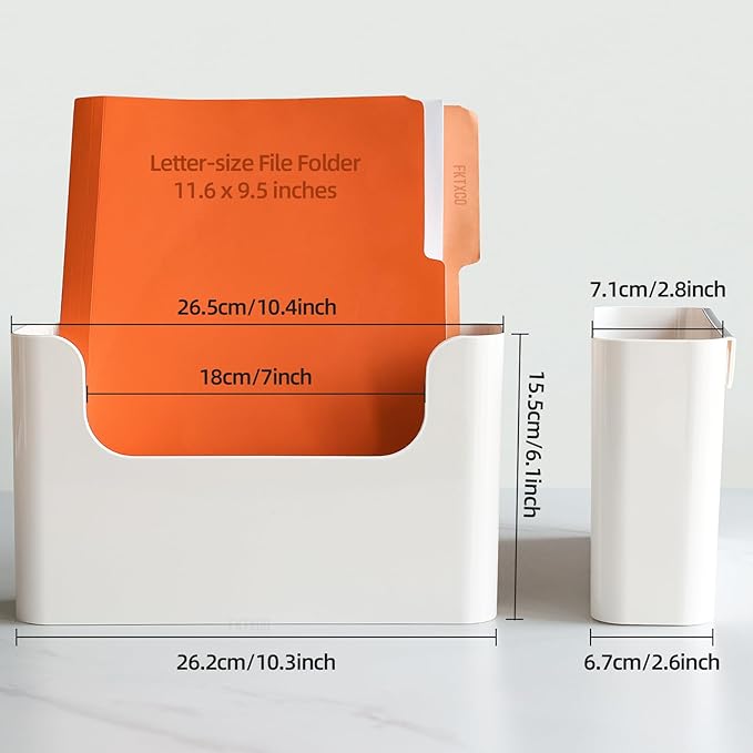 Wall Mount Folder Holder File Organizer No Drilling File Holder Hanging File Mail Organizer Door Office Mail Supplies Storage Magazine Envelope Planner Wall Single Pocket Off White (5 Count)