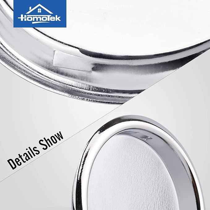 HOMOTEK 4 Pack Closet Door Finger Pull 2-1/16”, Easy Snap in Installation, Chrome Finish,Fits a 5/16”Depth x 2-1/16" Diameter Opening Hole