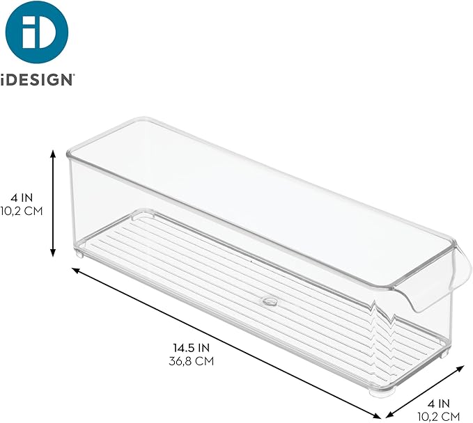 iDesign Stackable Fridge Storage Bin with Handle - Ideal for Fridge and Freezer, Clear, Made in USA