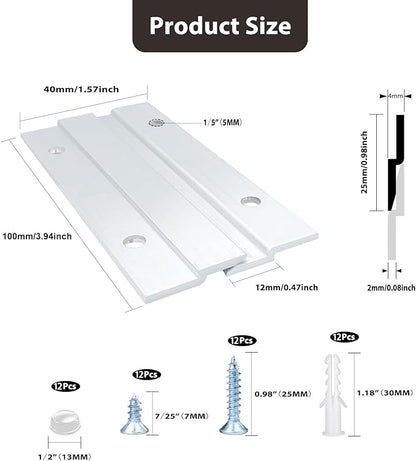 French Cleat Picture Hanger, Aluminum Z Hanger Interlocking Wall Mounting Bracket Hardware Kit Z Clips for Hanging Wall Painting, Mirrors, Panels, Artwork, Cabinet, Whiteboard (4inch-6Pairs)