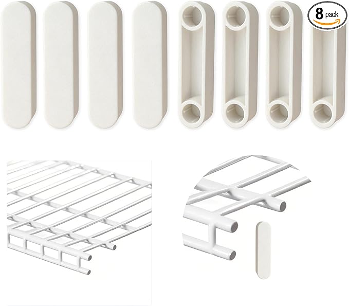 8 PCs Plastic Closet Rod End Caps and Wire Shelf Covers - Gasket Spacer Caps, Closet System Pole Accessories & Replacement Parts for Wardrobe Shelving, Snap-On Installation for DIY Home Organization