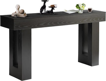 Depeht 63" Long Entryway Console Table, Wooden Farmhouse Sofa Behind Couch Table with Thickened Base, Large Industrial Hallway Accent Furniture for Living Room, Entrance, Foyer, Hallway (Black)