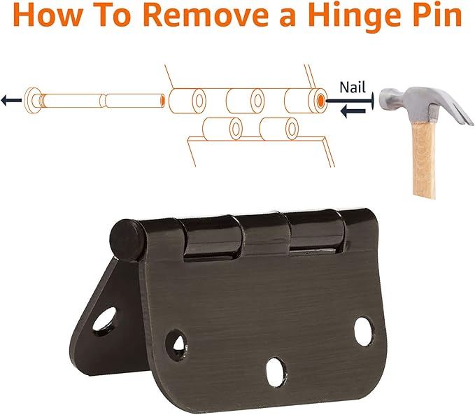Amazon Basics Rounded 5/8 Radius Interior Door Hinges with Screws, 3.5" x 3.5", Oil Rubbed Bronze, 18-Pack