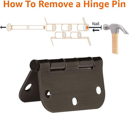 Amazon Basics Rounded 5/8 Radius Interior Door Hinges with Screws, 3.5" x 3.5", Oil Rubbed Bronze, 18-Pack