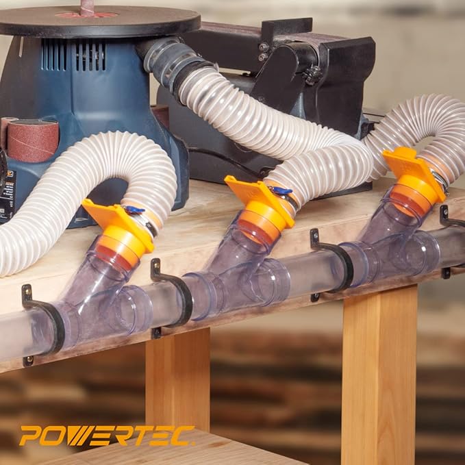 POWERTEC 2-1/2 Inch ID Y Fitting for 2-1/2 Inch OD Dust Collection Pipes, Adapters and Fittings with Splice for 2 1/2 Inch ID Dust Collection Hose Connector, 1 set (70320)