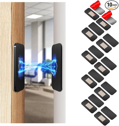 10 Pack Black Magnetic Door Catch, Ultra Thin Cabinet Door Magnets, Adhesive Drawer Magnets to Stay Closed, Stainless Steel Cabinet Latch Easy to Install with Double Sided Tape