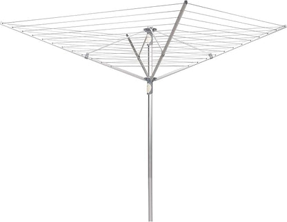 Household Essentials 1710 Height Adjustable Outdoor Umbrella Drying Rack | Aluminum | 12-Lines with 165 ft. Clothesline , Gray