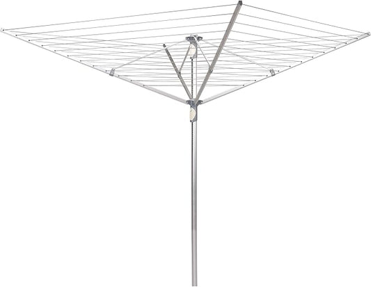 Household Essentials 1710 Height Adjustable Outdoor Umbrella Drying Rack | Aluminum | 12-Lines with 165 ft. Clothesline , Gray