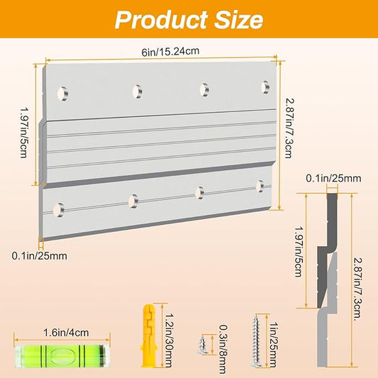 4 Pairs French Cleat Picture Hanger, Luxiv Metal Mounting Bracket for Photo Frames Aluminum Z Hanger, Wall Mount Mirror Bracket Z Bar Hanging Picture Ledges with Screws, Level Tool (6 inches)