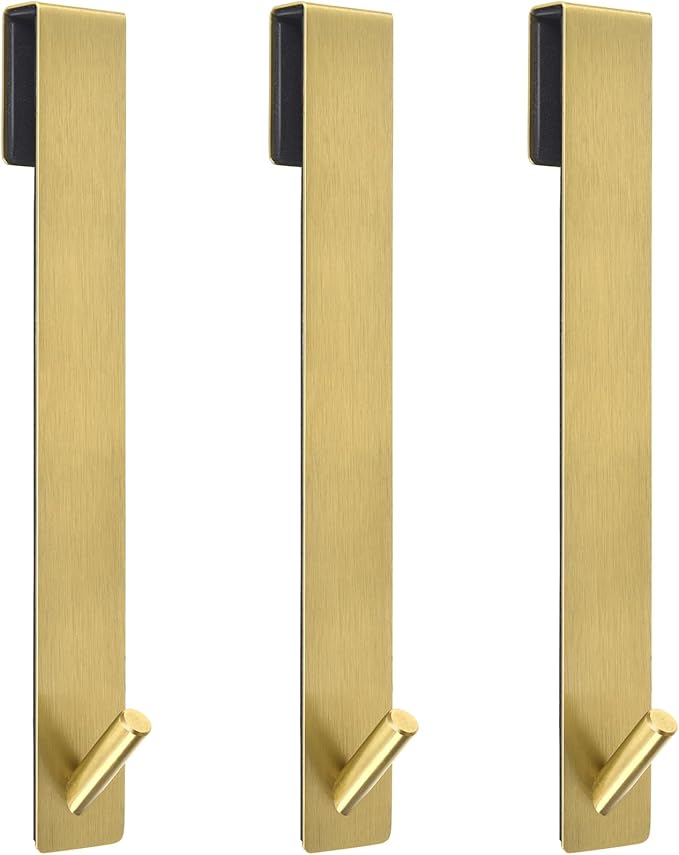 Shower Door Hooks(10 Inch),Extended Over Door Hooks for Bathroom Frameless Glass Shower Door,Stainless Steel Towel Hooks,Heavy Duty Rack Hooks for Robe,Towel-3 Pack-Gold
