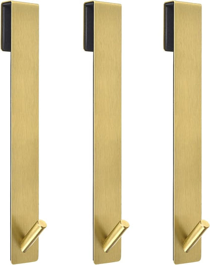 Shower Door Hooks(10 Inch),Extended Over Door Hooks for Bathroom Frameless Glass Shower Door,Stainless Steel Towel Hooks,Heavy Duty Rack Hooks for Robe,Towel-3 Pack-Gold