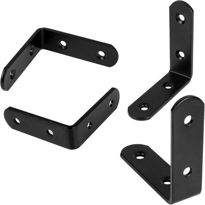 30 Pcs 2.5''x 2.5'' L Brackets Corner Bracket for Wood Small Black Corner Brace Joint Iron Right Angle Bracket Corner Fastener for Wood Furniture Bedframe Cabinet Drawer Chair, Thickness 3MM