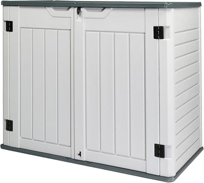 VINGLI Upgraded 260 Gallon Outdoor Storage Box, Lockable HDPE Storage Containers with Lid, Wooden Grain Surface Deck Box Patio Furniture for Garden, Pool, Balcony, Yard
