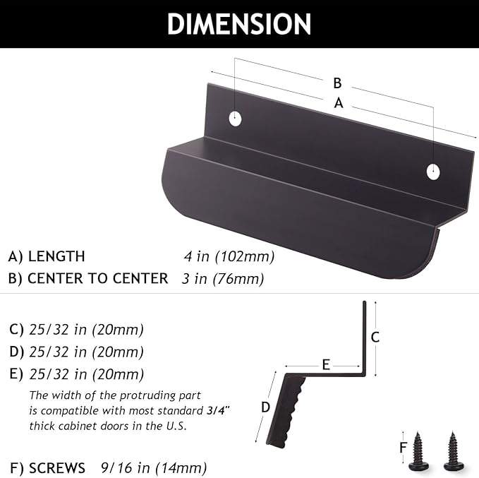 2-Pack Under Cabinet Foot Pull with Adhesive and Screws, Hands Free Toe Foot Pull Opener for Kitchen Trash Cabinet Drawer, 4 Inch (Matte Black)