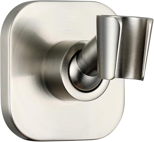 G-Promise Metal Handheld Shower Head Holder, Adjustable Wall Mount Shower Wand Bracket, Strong Adhesive Disc Mount or Drill Installation (Square, Brushed Nickel)