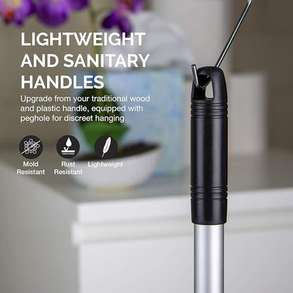 NEIKO 60168A Toilet Plunger Set, 4 Piece, Bonus Mini Sink & Drain Plunger, Toilet Bowl Brush & Caddy, Patented All-Angle Design, Telescopic Aluminum Handle, Bathroom Toilet Brush and Plunger Set