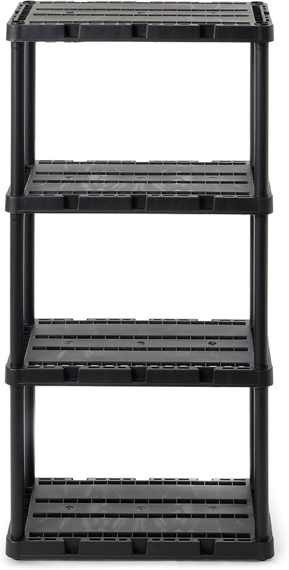 Gracious Living Light Duty Storage Shelves, Knect-A-Shelf 4-Shelf Ventilated Shelving Rack Organizer for Home, Garage, Basement & Laundry, Black