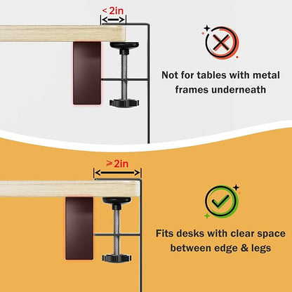 DELAMU Under Desk Cable Management Tray, No Drill Metal Mesh Cable Management Under Desk with F-Clamp Mount & 2 Open Holes, Cord Organizer for Home Office, 1 Pack, White