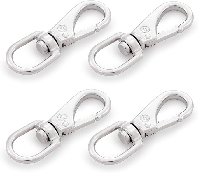 SHONAN 3.5 Inch Stainless Steel Flag Clips for Flagpole Rope- 4 Pack Diving Clips Flag Pole Clips, Swivel Snap Hooks for Dog leashes, Keychains, Boat Ropes, Bird Feeders