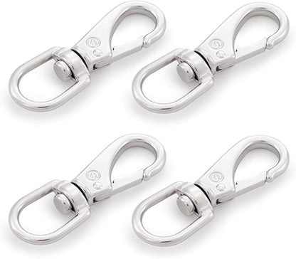 SHONAN 3.5 Inch Stainless Steel Flag Clips for Flagpole Rope- 4 Pack Diving Clips Flag Pole Clips, Swivel Snap Hooks for Dog leashes, Keychains, Boat Ropes, Bird Feeders