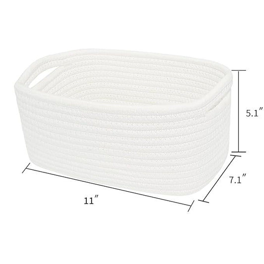 ABenkle Small White Basket, Soft Woven Storage Bins Baskets for Dog and Cat Toys Organizer, Decorative Shelves Closet Organizing Baskets Chest Box, Empty Gift Basket