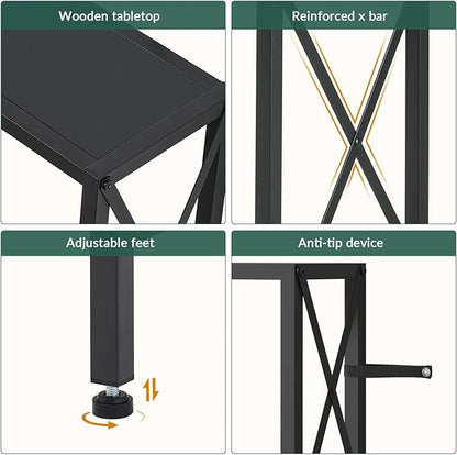 Console Table Narrow Long, Behind Couch Table with Oulets & USB Ports, Industrial Long Skinny Stand for Entryway,Hallway, Living Room, Bedroom Black, 7.9" D x 70" W x 30.3" H