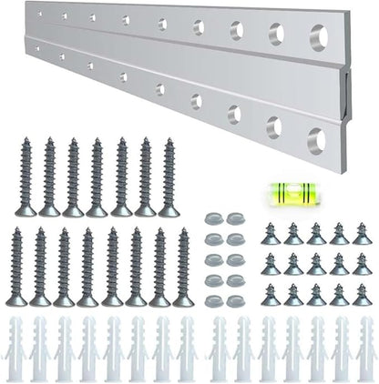 Versatile 18 inch 1 Pair French Cleat Hanger Heavy Duty - Mirror Brackets for Wall Mounting - Aluminium French Cleat Picture Hanging Kit (Supports Upto 90 Lbs 1 Pair)