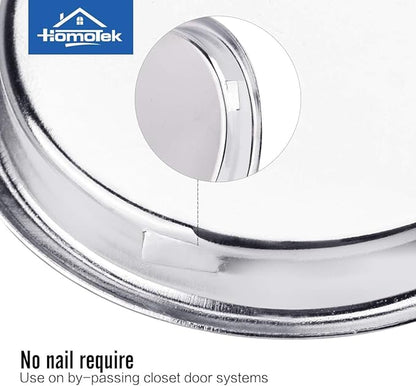 HOMOTEK 8-Pack Closet Door Pulls - 2-1/16' Round Sliding & Bypass Door Handles, No Drill, Chrome