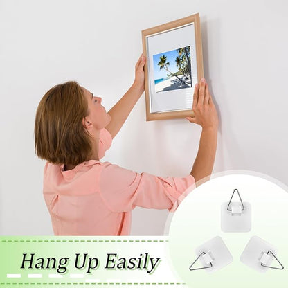Wenqik 25 Pcs Adhesive Picture Hanger Foamboard Picture Hanging Hooks Without Nails Plastic Sticky Photo Hooks for Home Wall Art Photo Frame Bathroom Closet (Square)