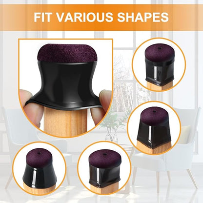 24 Pcs Chair Leg Floor Protectors for Hardwood Floors Silicone Covers to Protect Wood Tile Floors Scratches Felt Pads Furniture Leg Caps No Noise (Fit:0.5"-0.89")