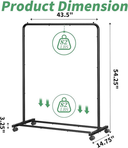 Simple Trending Standard Clothes Clothing Garment Rack with Storage Shelves, Rolling Clothes Organizer on Wheels for Hanging Clothes, Black