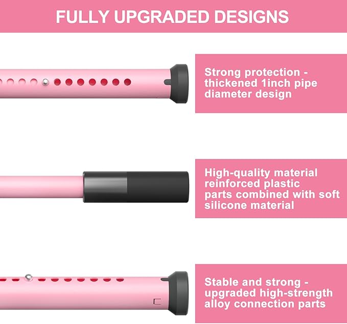 AceMining Sliding Door Security Bar,Heavy Duty Sliding Patio Door Lock Bar, 20-50inch Adjustable Multi-use Window Security Bars, Sliding Door Stopper,Pink,1Pack