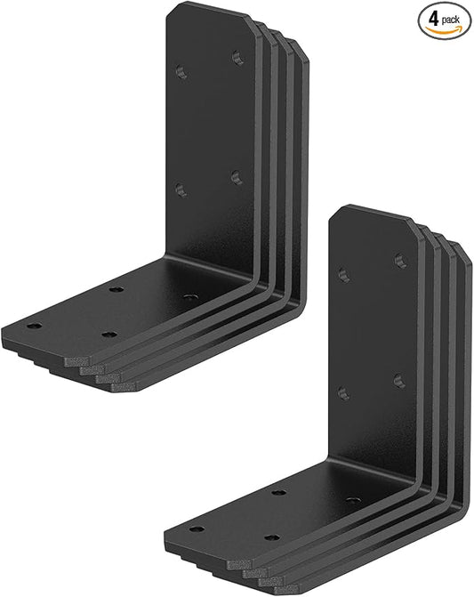 3"x3" L Brackets, 90 Degree Angle Iron, Heavy Duty Steel Corner Brace for Wood Shelves, Post, Floating Shelves, Desk (Black-8 Pcs)