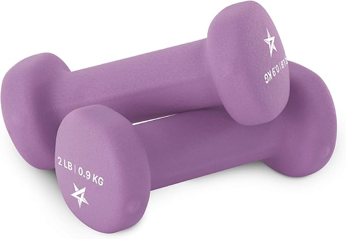 Yes4All Neoprene Coated Dumbbell Hand Weight Sets of 2 - Multiple Weight Options with 15 Colors, Anti-roll, Anti-Slip, Hexagon Shape