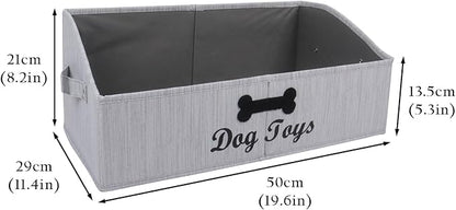 Large Dog Toy Basket Collapsible Dogs Toy Box Fabric Trapezoid Dog Toys Bin Storage for organizing pet Toys/Blankets/leashes/Rope Toys/Clothing-Can be Personalized-Slub Gray