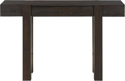 Quarte Rustic Minimalist Console Table with Hidden Drawer, Side Power Outlet,Wood Entryway Table for Entryways, Living Rooms and Home Offices (Espresso/R1)