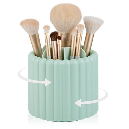 Anyoifax 360 Rotating Makeup Brush Holder 7 Slots Make Up Brush Organizer Removable Spinning Cosmetic Brushes Storage Pen Holder for Vanity, Dresser, Desk, Green
