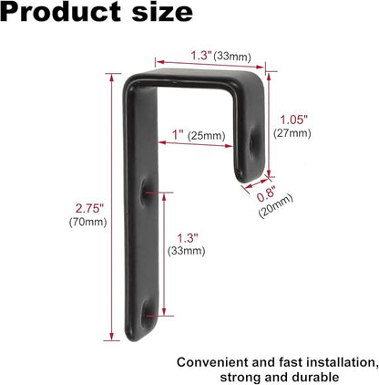 4 Pack Bunk Bed Ladder Hooks, Inside Width 1" Black PVC Coated Metal Bunk Bed Replacement Hardware Brackets, J Heavy Duty RV Ladder Tool with 2 Size Mounting Screws