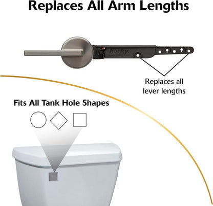 Korky StrongARM Metal Toilet Handle and Lever - Universal to Fit Front, Angled, Side, Left, and Right Mount Toilets - Contemporary Style in Brushed Nickel