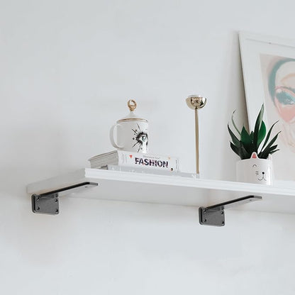 Floating Shelf Brackets upgraded, 6 inch, Black Heavy Duty Iron Shelf Brackets, Industrial Modern Floating Shelf Support for Wall Mount Shelves,Wide Brackets ,4 Pack, Support DIY(5mm Thickening Type).