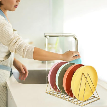 4Pcs Triangle File Holder, 9 Slot Black Magazine Holder, Metal Vinyl Record Storage Stand, Desktop File Organizer Magazine Rack, Bookshelf Organizer for Office Home, Letter Book (Gold) (Gold)