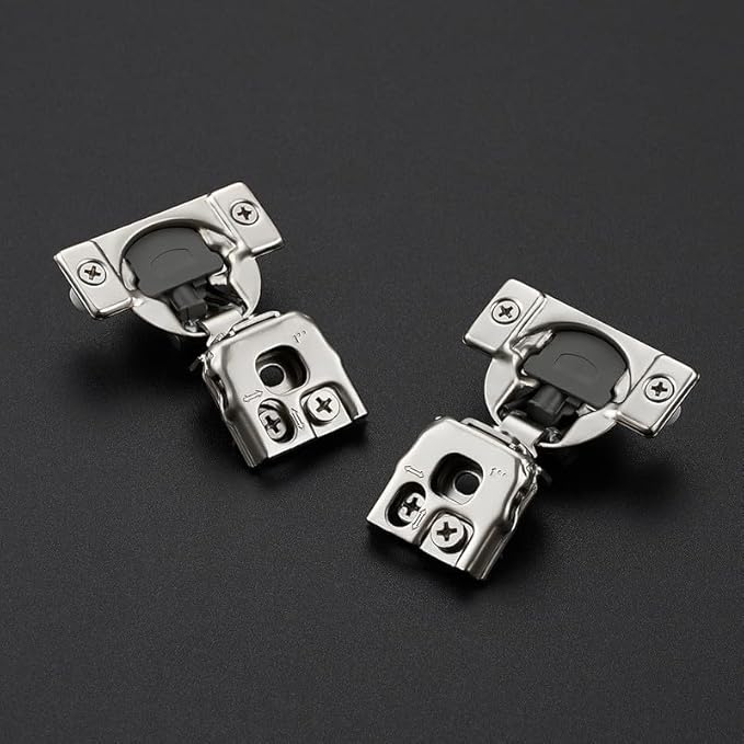 2 Pack 1 Pair 1 inch Overlay Soft Close Hinges for Kitchen Cabinet Hinges Satin Nickel Hidden Hinges Stainless Steel Concealed Hinge self Closing