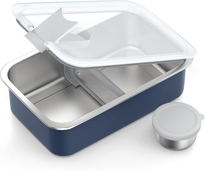 Stainless Steel Bento Lunch Box for Adult, 42oz Leak-Proof Lunch Box Containers, Microwave-Safe, with Adjustable Divider, Convenient Metal Lunchbox for Work, Travel