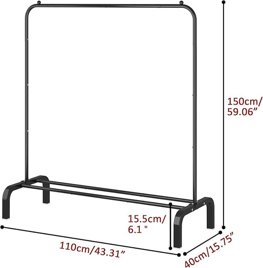 Clothes Rack Metal Clothing Rack with Bottom Shelf Garment Rack for Hanging Clothes Shirts Jeans and Coats Black