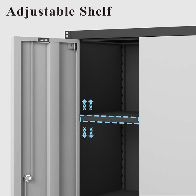 Locking Metal Wall Cabinet, 28" Metal Storage Cabinets with Doors and Shelf, Steel Garage Locker Mounted Small Tool Chest for Home Office, Kitchen, Pantry